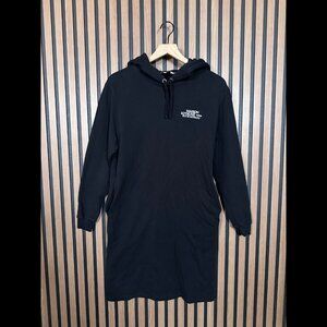 Maison Kitsune Sweater Dress XS Womens Black Pullover Fleece Hoodie Pockets Midi